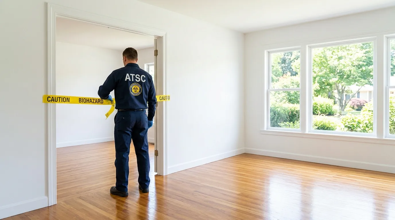 Certified biohazard cleanup crew performing Crime Scene Cleanup in Hingham